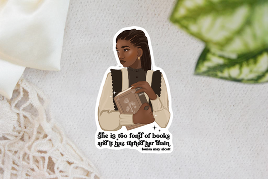 Books Turned Her Brain - Louisa May Alcott - Sticker Flake