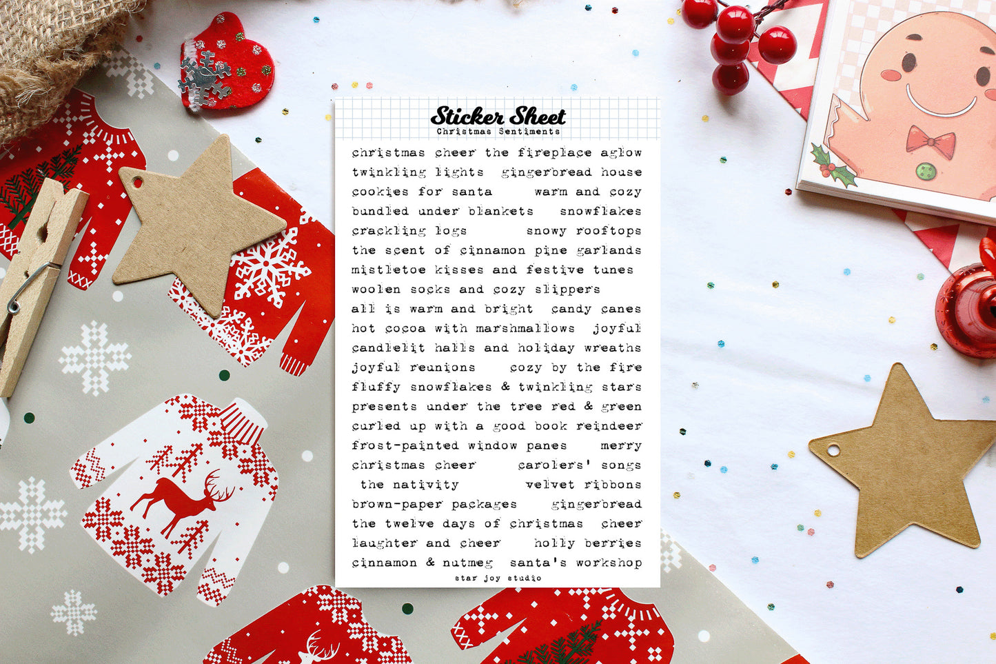 Christmas Sentiments Sticker Sheet