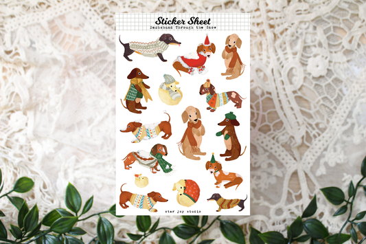 Dachshund Through the Snow Sticker Sheet