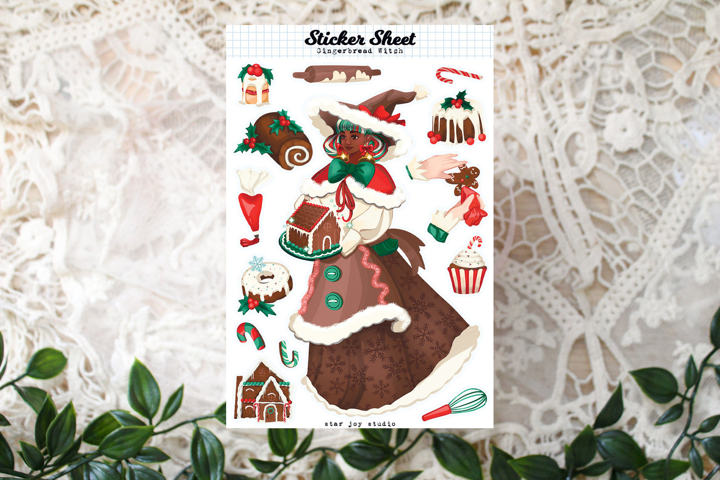 Gingerbread Witch Sticker Sheet