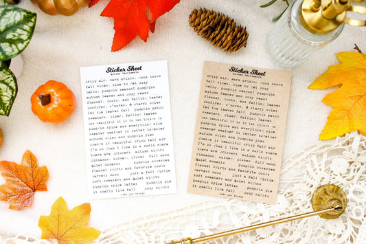 Autumn Sentiments Sticker Sheet