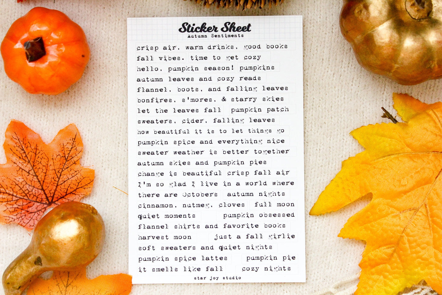 Autumn Sentiments Sticker Sheet