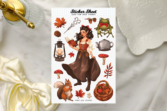 Fall Forest Cottagecore Sticker Sheet