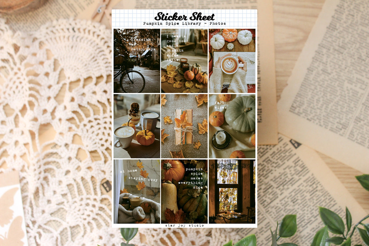 Pumpkin Spice Library Photo Sticker Sheet