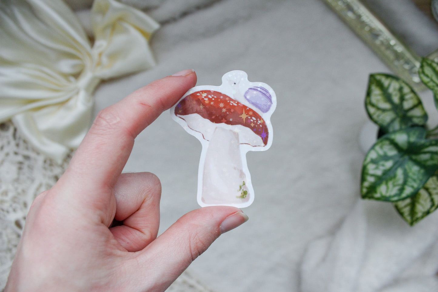 Mushroom Snail Holographic Sticker Flake