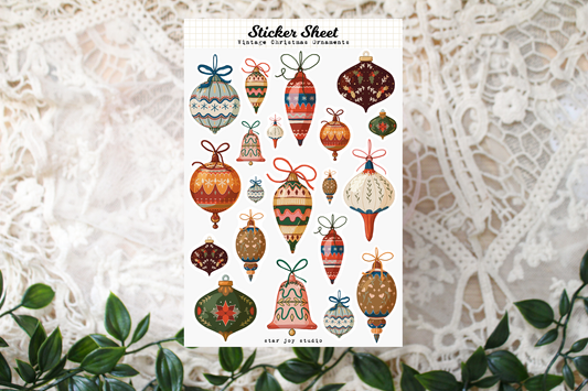 Vintage Christmas Ornaments Sticker Sheet