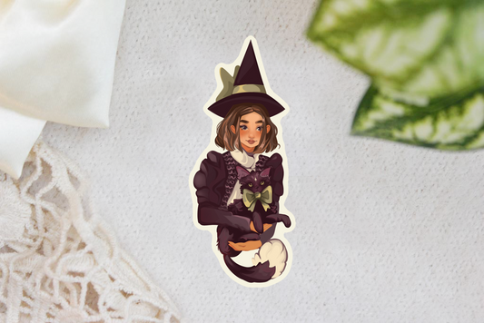 Cat Witch Sticker Flake