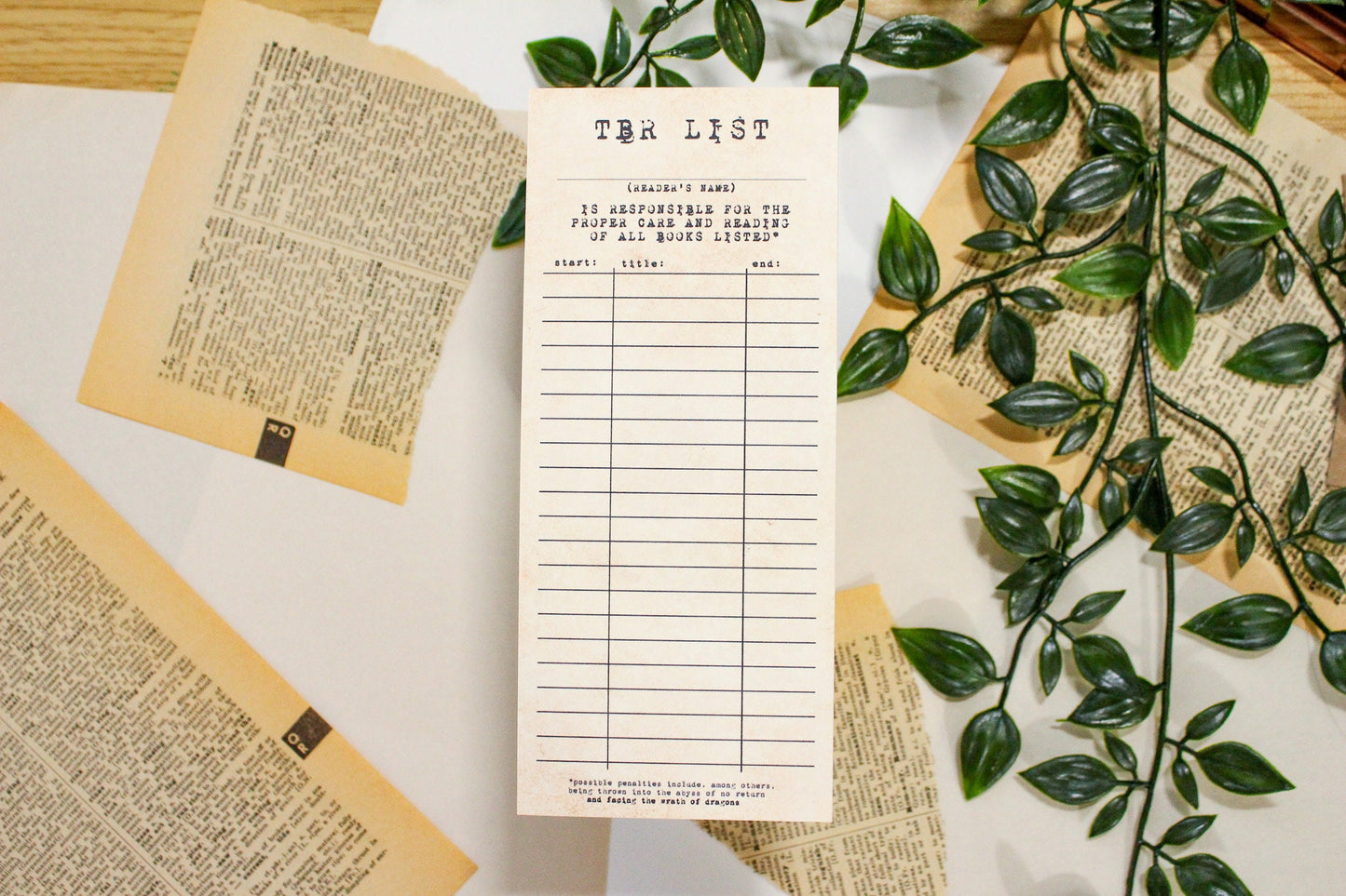 TBR List Bookmark